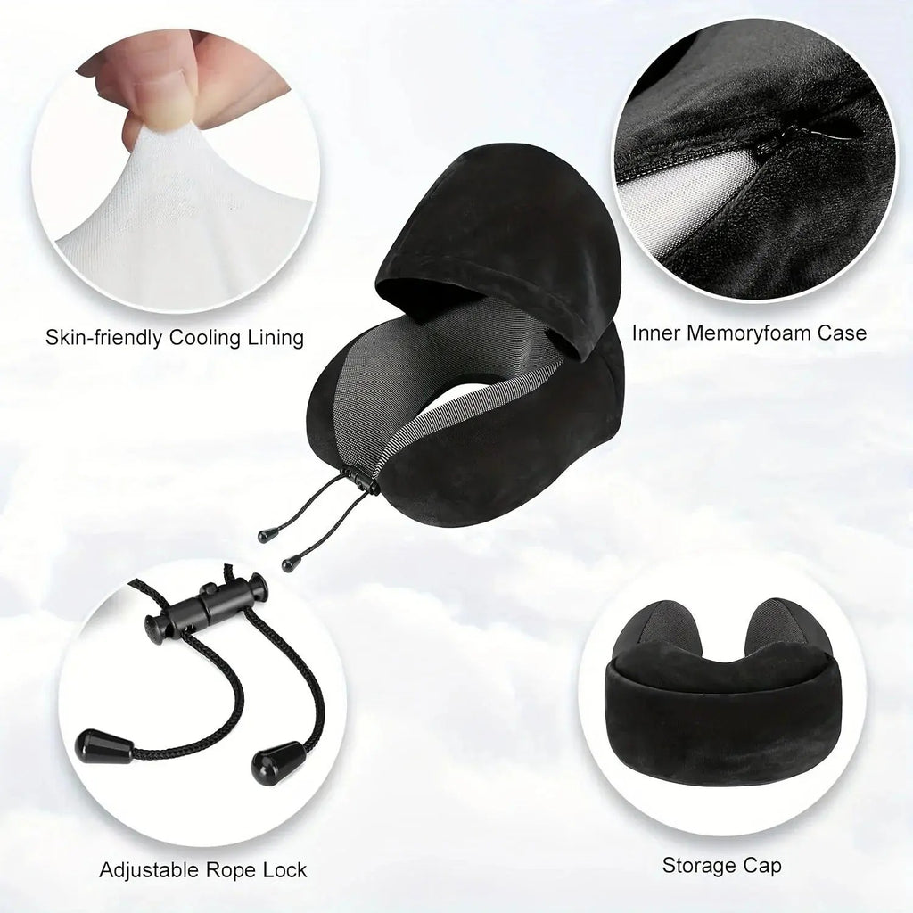 Snored Hooded U-Shaped Travel Pillow